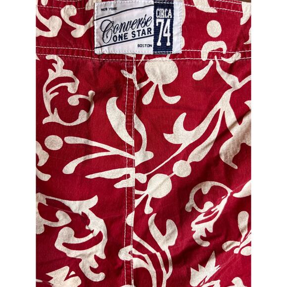 Converse One Star Circa 74 Red Floral Star Logo Swim Trunks Shorts - Picture 7 of 12